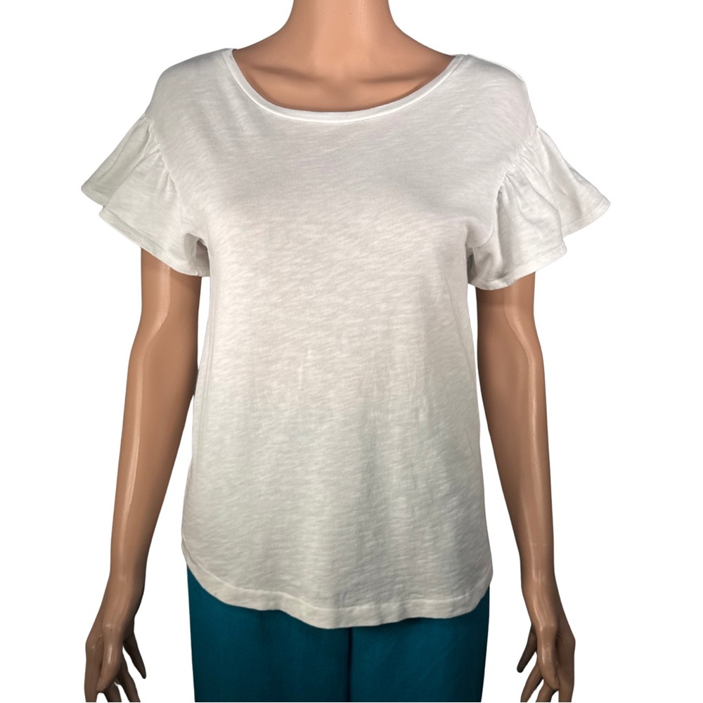 7 for All Mankind White Flutter Sleeve Tee – Size XS